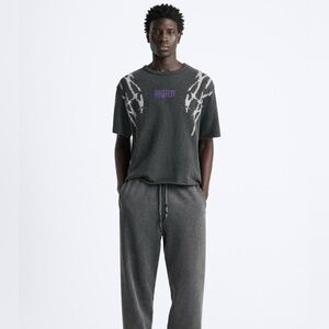 Zara- textured print, knit t-shirt